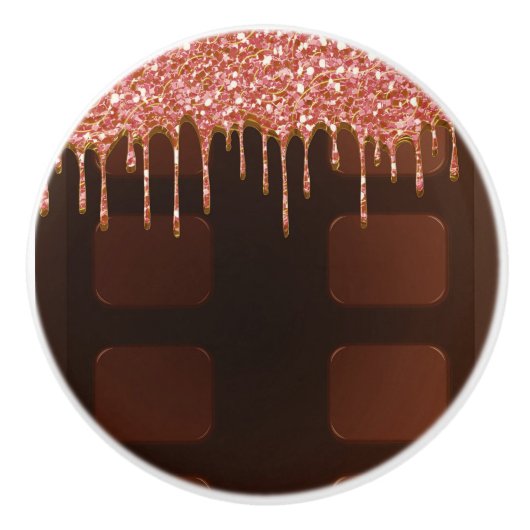 Roze glitter Chocolate Drip Sugar Sweets Girly Keramische Knop (Voorkant)