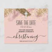 Roze Glitter Christening Sparen de Begroting van d (Voorkant)