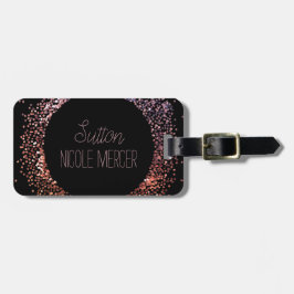 Roze Glitter Cirkel Bagagelabel