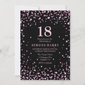 Roze Glitter Confetti 18e Birthday Party Invite Kaart (Voorkant)