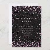 Roze Glitter Confetti 90th Birthday Party Invite Kaart (Voorkant)