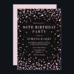 Roze Glitter Confetti 90th Birthday Party Invite Kaart<br><div class="desc">Roze glitter Confetti 90th Birthday Party Invite Bekijk passend collectie in niche en nestwinkel</div>