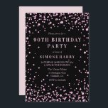 Roze Glitter Confetti 90th Birthday Party Invite Kaart<br><div class="desc">Roze glitter Confetti 90th Birthday Party Invite Bekijk passend collectie in niche en nestwinkel</div>