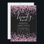 Roze Glitter Confetti Black 21st Birthday Invite Kaart<br><div class="desc">Roze Glitter Confetti Black 21st Birthday Noite Beauful Faux Pink Glitter Confetti Invitation. Collectie in Niche en Nest store.</div>