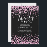 Roze Glitter Confetti Black 21st Birthday Invite Kaart<br><div class="desc">Roze Glitter Confetti Black 21st Birthday Noite Beauful Faux Pink Glitter Confetti Invitation. Collectie in Niche en Nest store.</div>