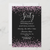 Roze Glitter Confetti Black 60ste verjaardag Kaart (Voorkant)