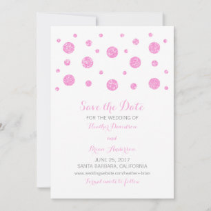 Roze Glitter Confetti sparen de Datum uitnodigen Save The Date