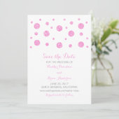 Roze Glitter Confetti sparen de Datum uitnodigen Save The Date (Staand voorkant)