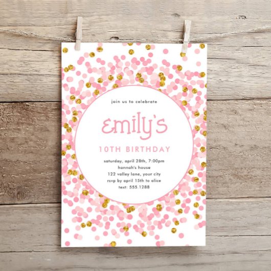 Roze Glitter Confetti Speelse Verjaardag Kaart