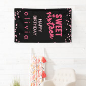 Roze Glitter Confetti Sweet Sixteen Spandoek (Insitu)