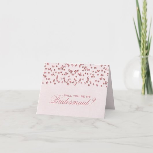 Roze Glitter Confetti word je mijn Bridesmaid? (Voorkant)