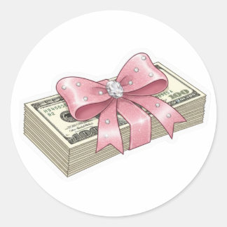 Roze Glitter Coquette Geldstapel Sticker