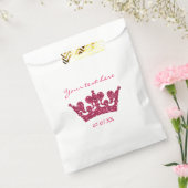Roze Glitter Crown Birthday Party Favor Bags Bedankzakje (Gezegeld)