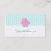 Roze Glitter Cupcake Bakkerij Gebak Chef Turquoise Visitekaartje (Voorkant)