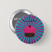 Roze glitter cupcake glitter sunburst ronde button 5,7 cm (Voorkant /achterkant)