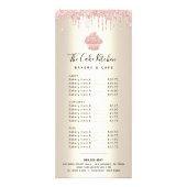 Roze Glitter Cupcake Gold Bakery Pastry Chef Menu (Voorkant)