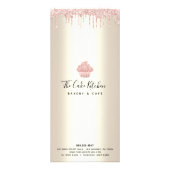 Roze Glitter Cupcake Gold Bakery Pastry Chef Menu (Achterkant)