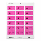 Roze glitter cupcake roze harten etiket (Full Sheet)