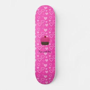Roze glitter cupcake roze harten persoonlijk skateboard