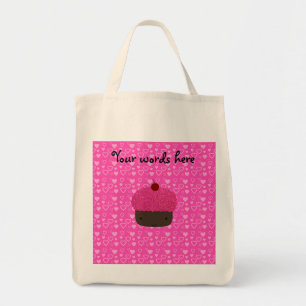 Roze glitter cupcake roze harten tote bag