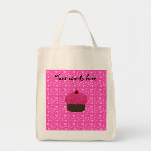 Roze glitter cupcake roze harten tote bag (Voorkant)