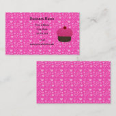 Roze glitter cupcake roze harten visitekaartje (Voorkant / Achterkant)