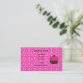 Roze glitter cupcake roze harten visitekaartje (Staand voorkant)