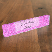 Roze Glitter Custom Desk Name Bord Naambordje (Zijkant)