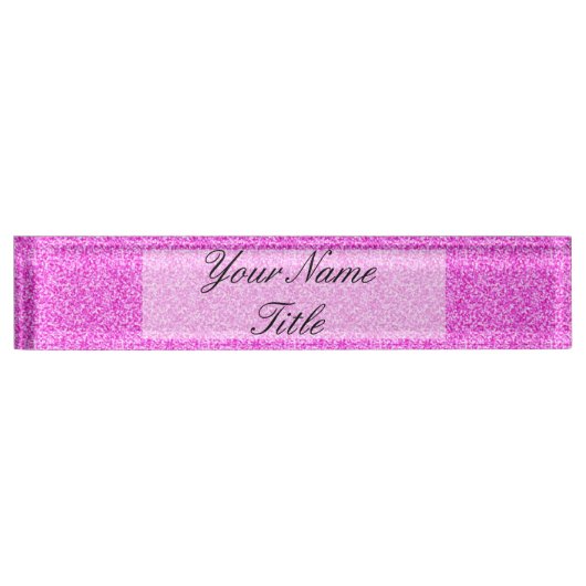 Roze Glitter Custom Desk Name Bord Naambordje (Voorkant)