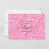 Roze glitter custom logo business bedankje bedankkaart (Achterkant)