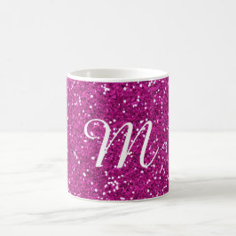 Roze Glitter Custom Monogrammed Koffiemok