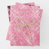  roze glitter Damask Glam Gift Inpakpapier Vel (In situ)