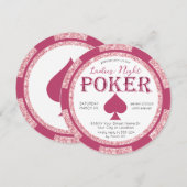 Roze Glitter Dames Nacht Poker Chip Kaart (Voorkant / Achterkant)