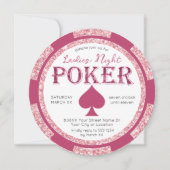 Roze Glitter Dames Nachtpoker Chip Kaart (Voorkant)