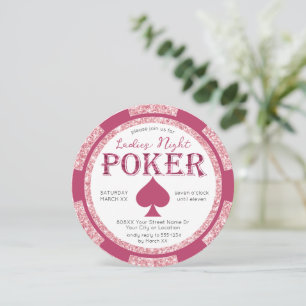 Roze Glitter Dames Nachtpoker Chip Kaart
