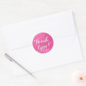 Roze Glitter Dank Je Ronde Sticker (Envelop)