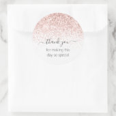 Roze Glitter Dank je Ronde Sticker (Tas)
