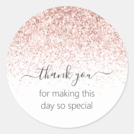 Roze Glitter Dank je Ronde Sticker