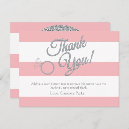 Roze Glitter Dank u kaarten (Voorkant / Achterkant)