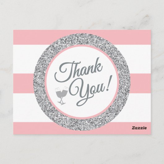 Roze Glitter Dank u kaarten (Achterkant)