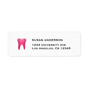 Roze Glitter Dental Return Label