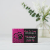 Roze Glitter Design Dog Pet Grooming Service Visitekaartje (Staand voorkant)