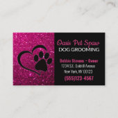 Roze Glitter Design Dog Pet Grooming Service Visitekaartje (Voorkant)