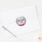 Roze Glitter & Diamanten Tiara Sweet 16 Sticker (Envelop)