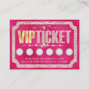 Roze Glitter & Diamanten VIP Klantentrouwkaart Visitekaartje
