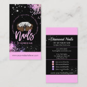 Roze Glitter Diamond Luxury Nail Tech Salon Visitekaartje (Voorkant / Achterkant)