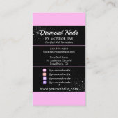 Roze Glitter Diamond Luxury Nail Tech Salon Visitekaartje (Achterkant)