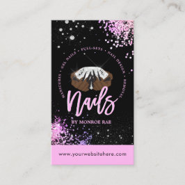 Roze Glitter Diamond Luxury Nail Tech Salon Visitekaartje