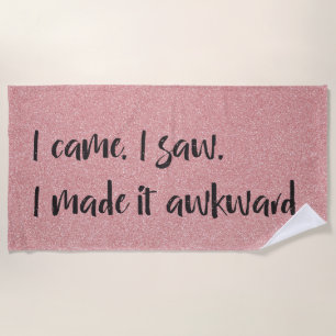 Roze glitter die ik maakte Awkward Beach Towel Strandlaken