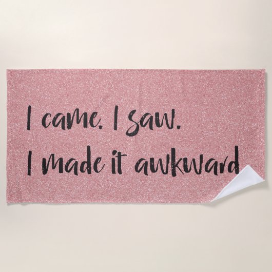 Roze glitter die ik maakte Awkward Beach Towel Strandlaken (Voorkant)